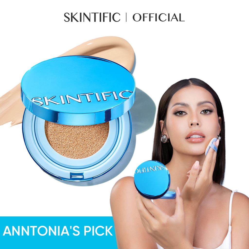 【ANNTONIA'S PICK】SKINTIFIC Perfect Stay Velvet Matte Cushion สีฟ้า คุชชั่น ให้การปกปิด แมตต์ติดทนตลอดวัน รองพื้น
