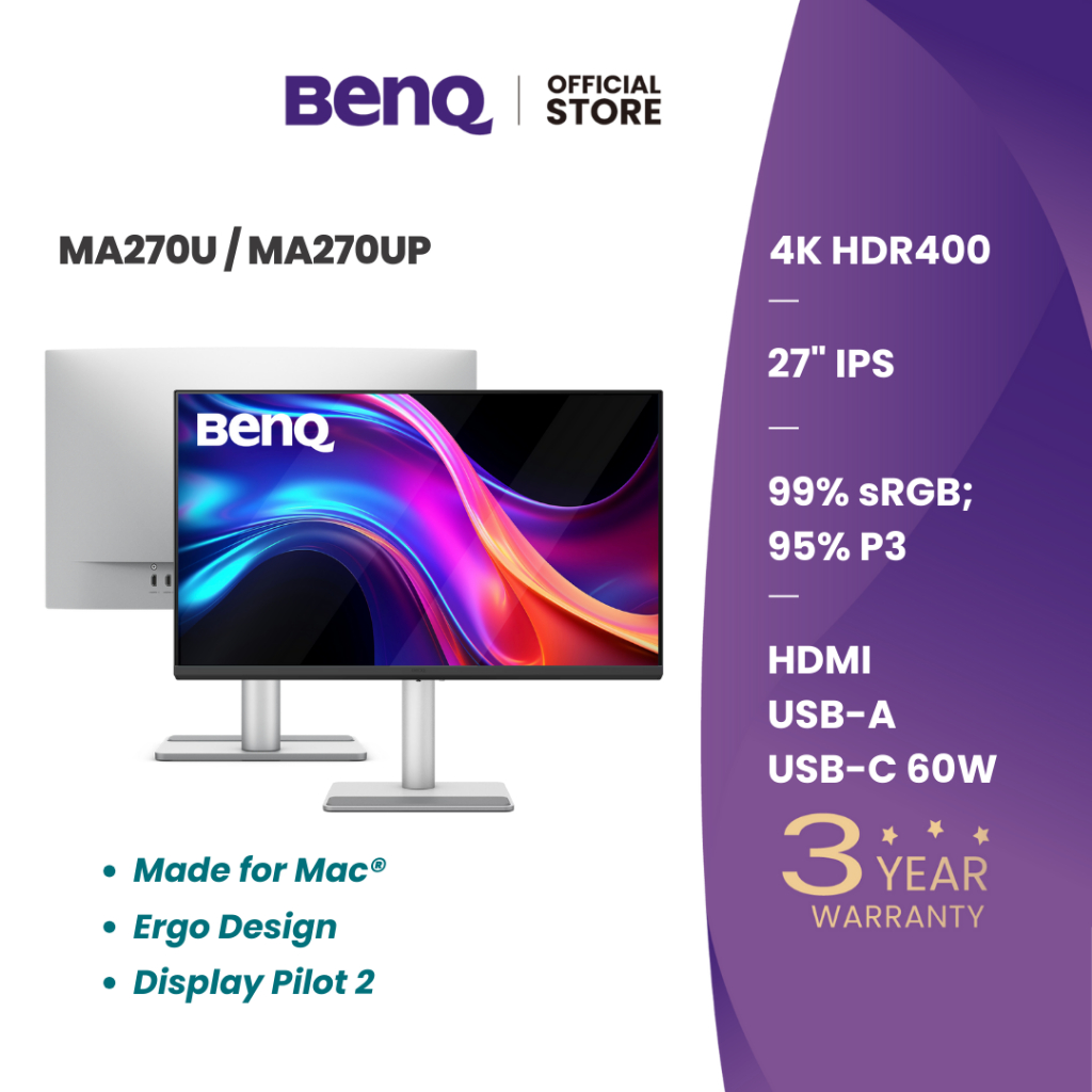 BenQ MA270U / MA270UP 27นิ้ว 4K 95% DCI-P3 Monitor for Macbook (จอภาพสำหรับ Mac)