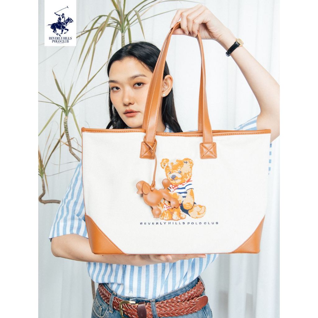 BEVERLY HILLS POLO CLUB NEW Arrivals!! CANVAS TOTE Bag รุ่น BAGB037