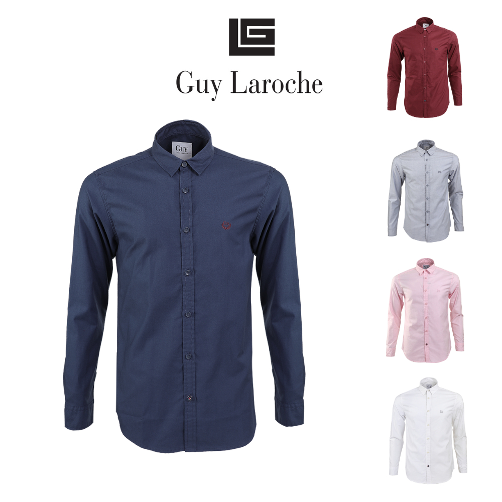 (Easy E-Receipt) Guy Laroche เสื้อเชิ้ตคอปกสีพื้น Slim fit รุ่นขายดี มีให้เลือก 5 สี(DAC6253P4)