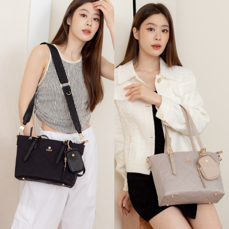 [ รุ่นขายดี ] New Version กระเป๋าสุภาพสตรี KEEP รุ่น COZY ทรง size M [ New Pattern ] [มีบริการหลังการขาย]