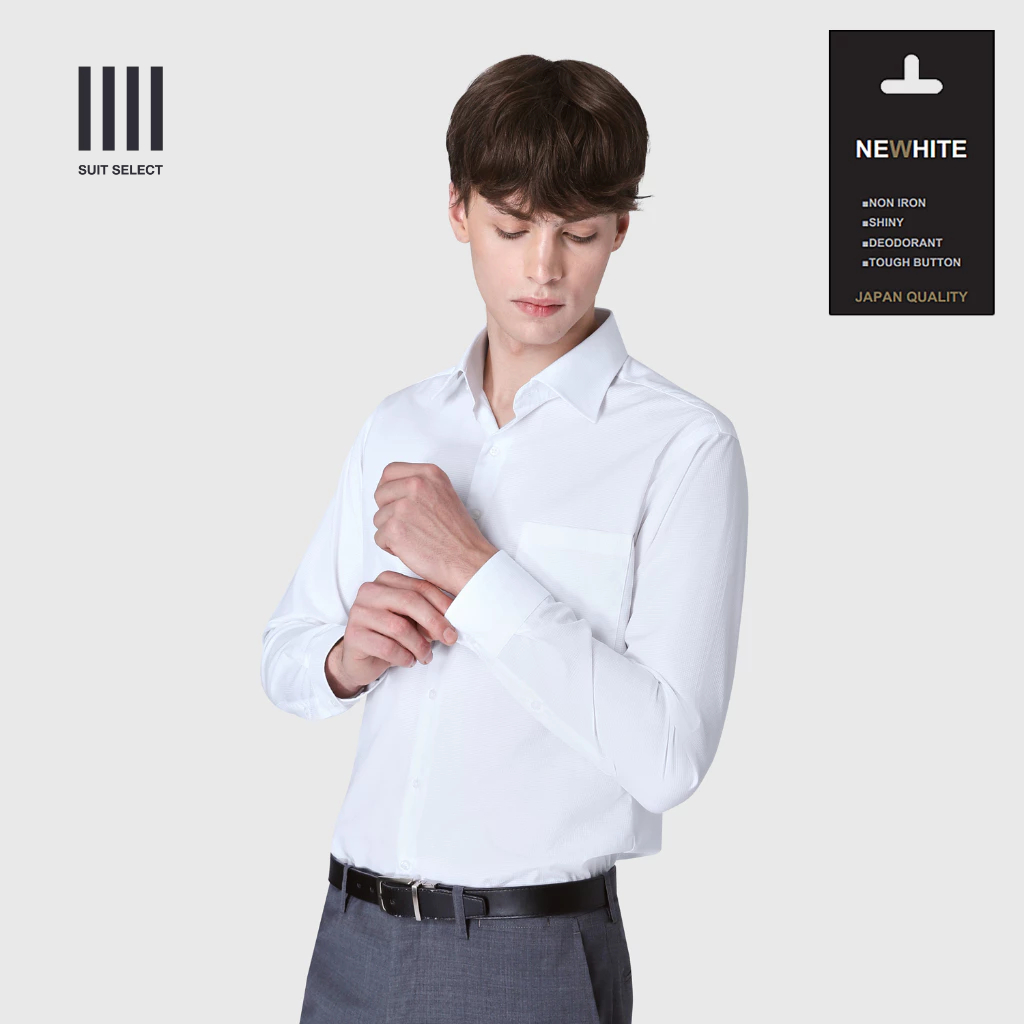 SUIT SELECT NEW WHITE SHIRT (Wide Spread Collar) เสื้อเชิ้ตสีขาวแบบใหม่ สุดพรีเมี่ยม