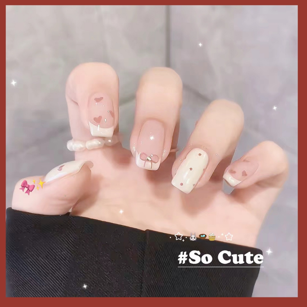 【TT863】เล็บปลอมสำเร็จรูป เล็บปลอมยาว กันน้ำ ทำเล็บแฟชั่น หลากหลายสไตล์ 24 ชิ้น