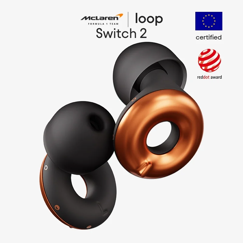 Loop Switch 2 ที่อุดหู X McLaren F1 Team – 3 โหมดลดเสียงรบกวนเพื่อการควบคุมขั้นสูงสุด | ที่อุดหูแบบยืดหยุ่นสำหรับโฟกัส การเดินทาง การเข้าสังคม เทศกาล และอื่นๆ