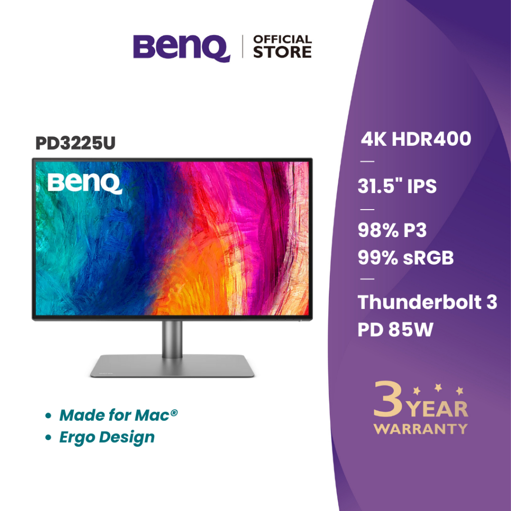 BenQ PD3225U 32นิ้ว 4K 98% P3 Thunderbolt 3 Mac-Ready Designer Monitor (จอคอมงานกราฟฟิค)